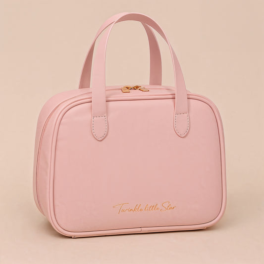 Minimalist Large Capacity PU Leather Cosmetic Bag with Dual Top Handles - KALAY STORE