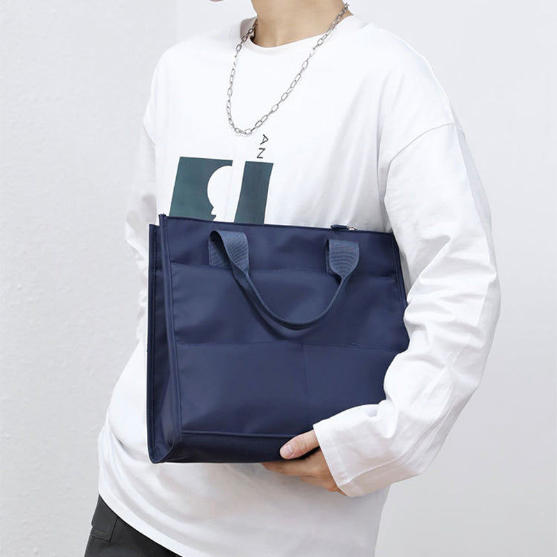 Vertical Multi-Pocket Business Tote Bag