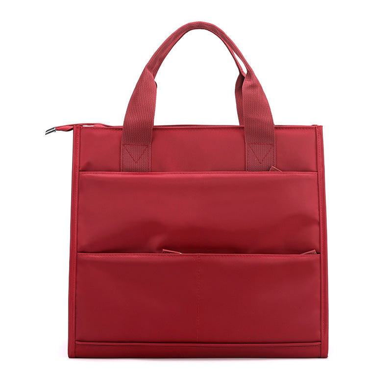 Vertical Multi-Pocket Business Tote Bag