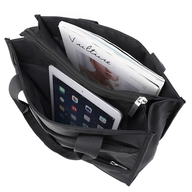 Vertical Multi-Pocket Business Tote Bag