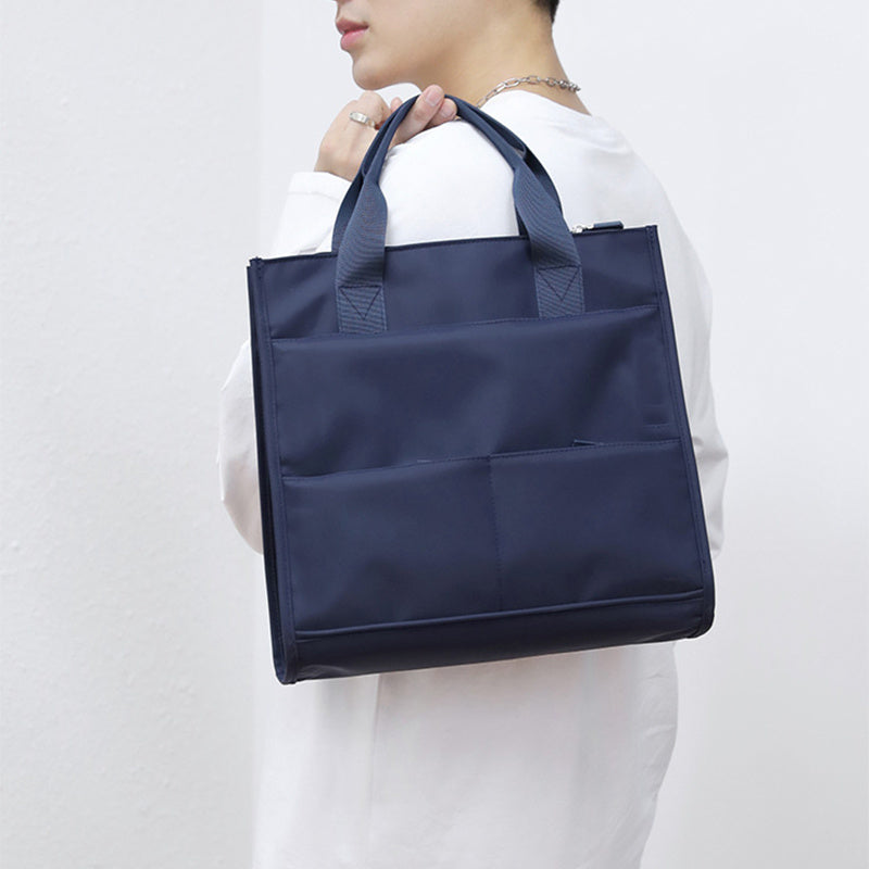 Vertical Multi-Pocket Business Tote Bag