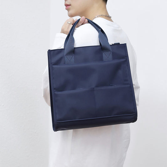 Vertical Multi-Pocket Business Tote Bag