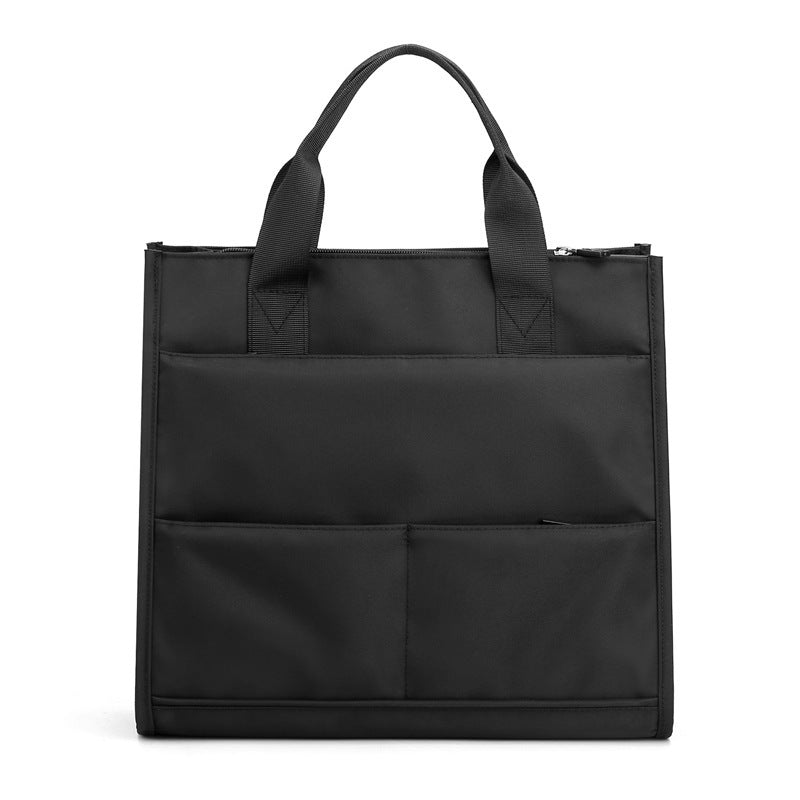 Vertical Multi-Pocket Business Tote Bag